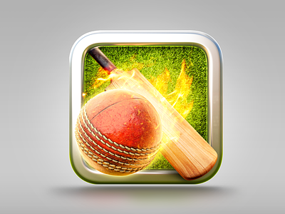 CricketIcon ball bat cricket fire icon illustration sports