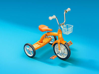 Tricycle 3d bike cgi children cute illustration modo render tricycle