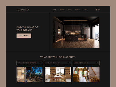 Interior Web Design dark mode dark theme dark ui interface interior interior design interior template interior web ui interior website ui ui ux ui design uiux web web template web theme webdesign website wood interior