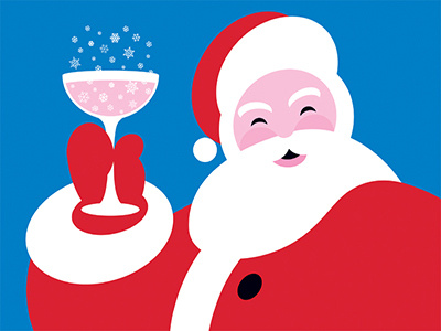 Santa's toast blue bubbly cheers happy new year illustration red santa claus