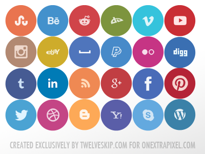 Free Rounded Flat Social Media Icons