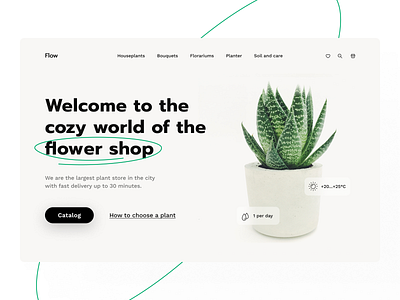 Flower Shop: Main screen concept design figma flower hero screen main screen plant shop ui ux design website design