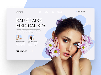 EAU Claire ~ Medical SPA Website Design beauty body concept cosmetic figma flowers landing landing page medical medicine shot spa ui uidesign ux webdesign website design