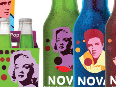 Nova Pop (faux brand soda) art celebrities colors flavors izzie nova pop soda