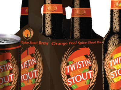 Twistin' Stout (Faux Brand Beer) alcohol beer bottle brew brown orange stout twiting