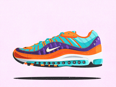 Nike Shoes Illustration adobe adobe illustrator black blue color design flat illustration illustrator nike orange pink purple run urban urban art vector white