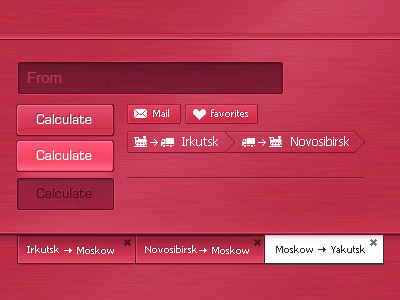 Web interface elements button interface pink red select