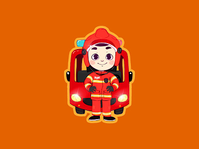 Firefighter art design firefighter game illustration kid