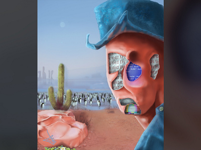 Surreal desert scene digital art fantasy illustration