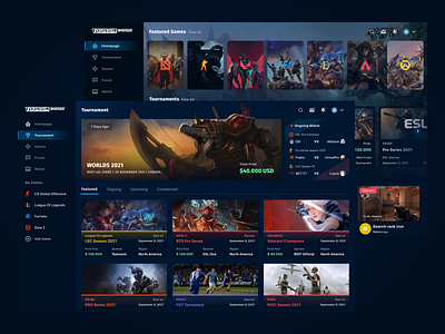 Exploring Web For Esport Activities ( Tour, and Stream ) branding design esport game ui ux web