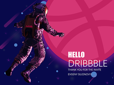 hello dribbble,my first show,thank you for the invite Evgeny Sil design illustration logo painting