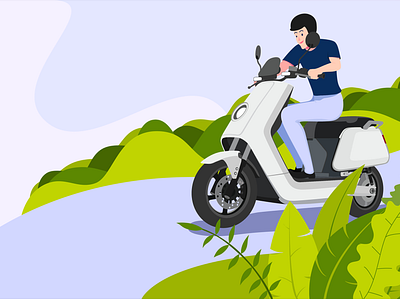 Go out with e-bike illustration