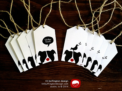 gift tags | holiday black & white dog set