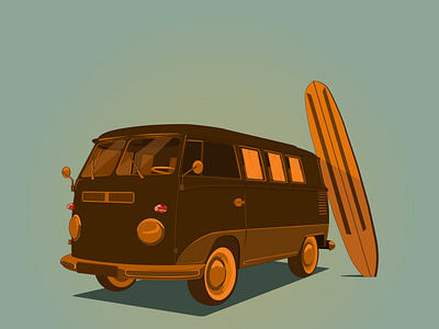 Holiday mood camper van illustration.