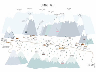 Chamonix Valley dreamy map