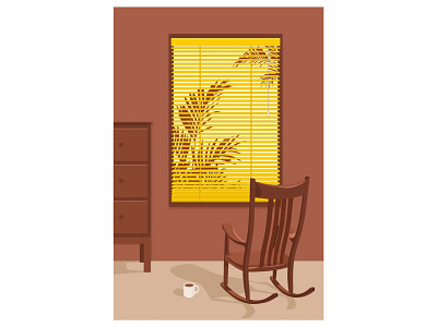 Rocking chair with a view art coffee cup concept design flat house illustration interior design mood palmtree realistic resorts rocking chair vector vectorart window
