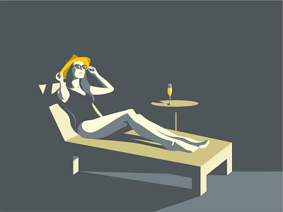 Sunbathing art artwork complementary colors concept contrast dreamy flat illustration sunbathing vector woman