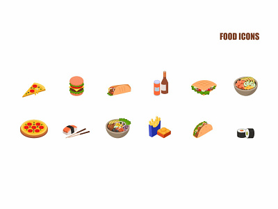 Food icons art branding colorful concept design flat food icons graphic design icon design illustration vector
