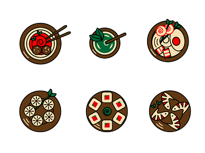 Japanese food icons app branding design food and drink food illustration icon illustration japanese food logo typography ui ux vector
