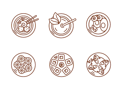 Japanese food icons monochrom