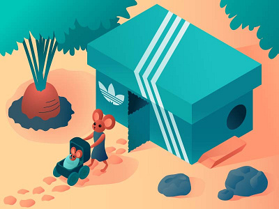 Mouse`s house color design gradient illustration isometric design isometric illustration isometry little world mouse vector