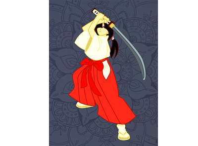 Miko color design illustration japanese japanese art japanese culture katana miko vector