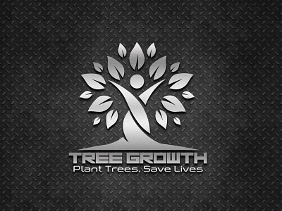 metalic tree growth logo mockup