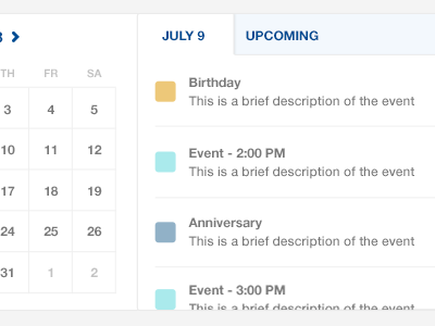 Calendar app calendar helvetica interface list schedule timeline ui