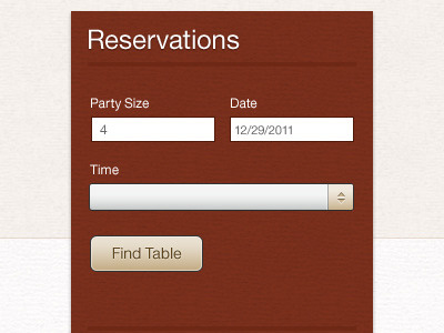 Reservation Form button callout field form paper texture reservation