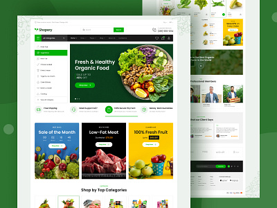 Shopery Grocery eCommerce Website ecommerce figma green grocery homepage landing page payment checkout template templatecookie ui ux website