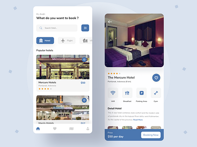 Hotel Booking App android app booking booking app booking system clean design flight hotel hotel booking minimalist mobile plane ticket restaurant room simple ui uidesign uiux ux