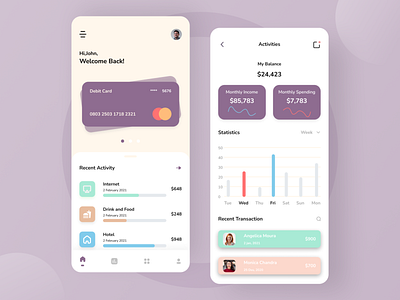 Finance App account android app app design bank banking clean design finance finance app finances invest mobile mobile app mobile design money statistic ui uiux uiuxdesign wallet