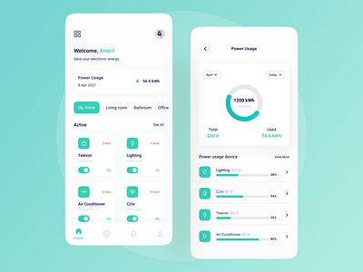 Smart Home App android app app app design daily daily ui dayliui design device energetic energy light mobile mobile design smart home smarthome smartphone ui uidesign uiux uiuxdesign