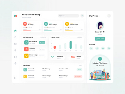 Online Course Dashboard course dashboard dashboard design dashboard learning dashboard ui design design online course learning dashboard online course online course dashboard online learning ui uidesign uiux uiuxdesign