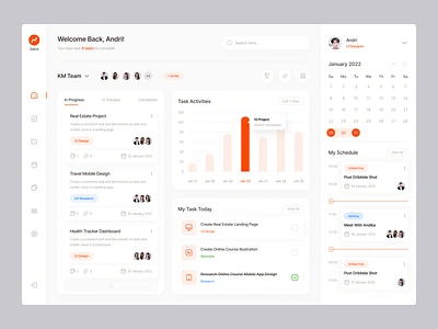 Project Management Dashboard - Sekia dashboard design design dashboard project project design project management project management design task manager ui uidesign uiux uiuxdesign