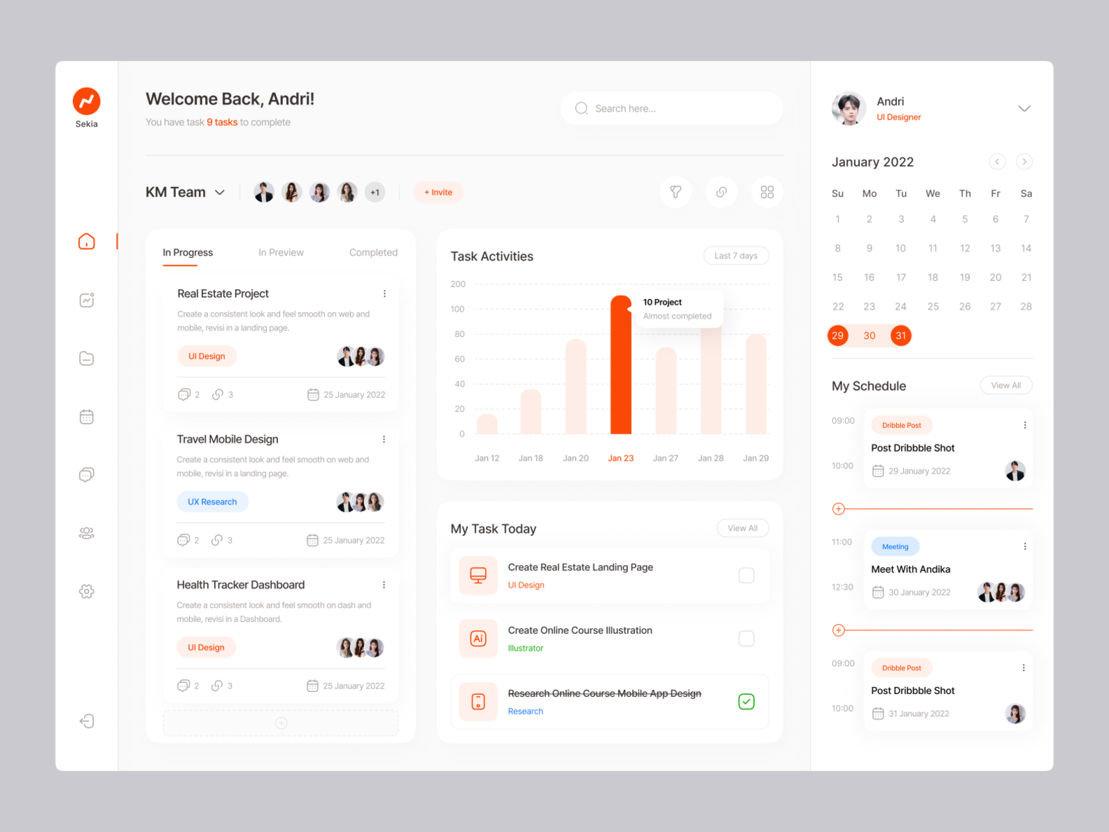 Project Management Dashboard - Sekia By Andri. For Pickolab Studio On 