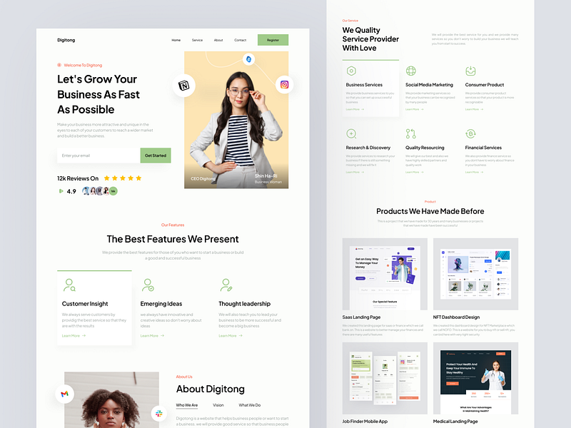 Digitong Company Landing Page by Andri. for Pickolab Studio on Dribbble