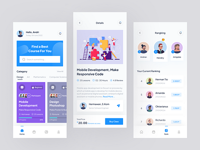 E-learning Mobile App by Andri. for Pickolab Studio on Dribbble