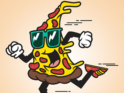 Pizza Skate character cheese glasses mascot pizza skateboarding