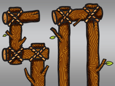 Wooden Type rope texture typography vector wood