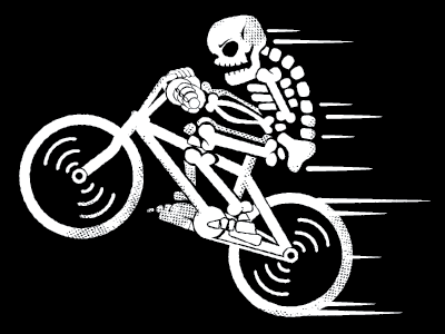 Dying to Ride bicycle bike black white death skulls speed white