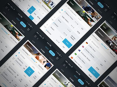 Mobile In-play gambling mobile mockups sports sportsbook ui ux