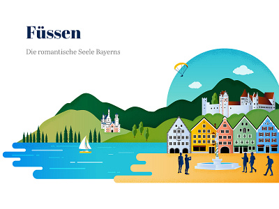 Füssen bavaria bayern city city illustration fuessen füssen illustration illustrator neuschwanstein vector