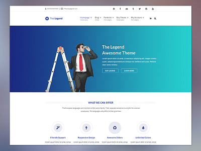 The Legend - Multi-Purpose PSD Template business clean corporate creative ecommerce flat medical minimal modern onepage online store portfolio