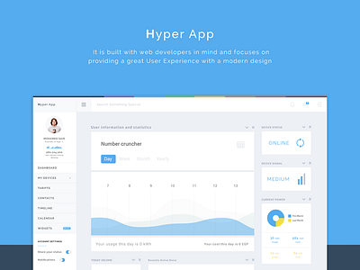 Hyper App home page admin app branding dashboard envato grad graphs landing logo typography ui
