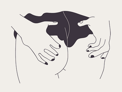 Sassy - Grabbing back black white body female grabbing hands illustration ink inking sensual sexy sexy girl silhouette