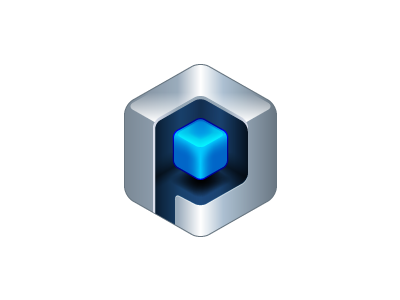 'P' for Platform logo blue cube icon illustrator logo metal p platform