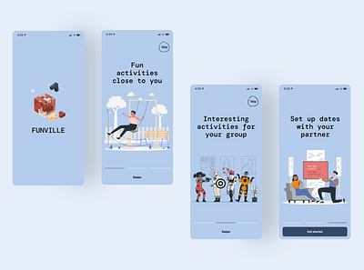 Onboarding screens app design typography ui