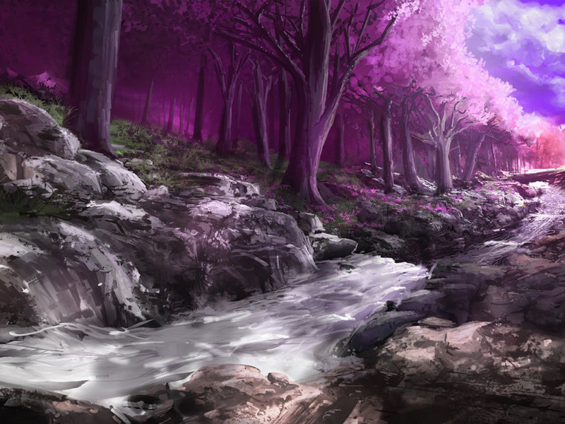 Blossom Forest blossom pink waterfall creek forest cherry tree