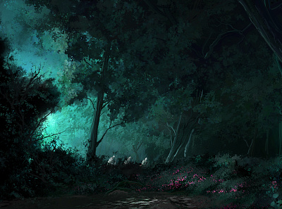 Night Grove environment forest green landscape scenery trees